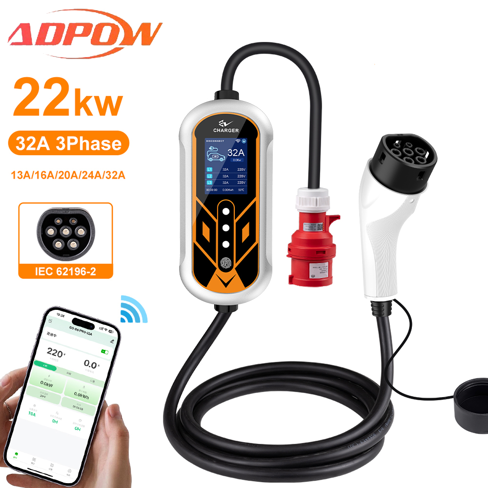 ADPOW 휴대용 32A Type2 EV 충전기 3상  - Ev Charger Type 2 22Kw 32A 3 Phase 리뷰 및 가격